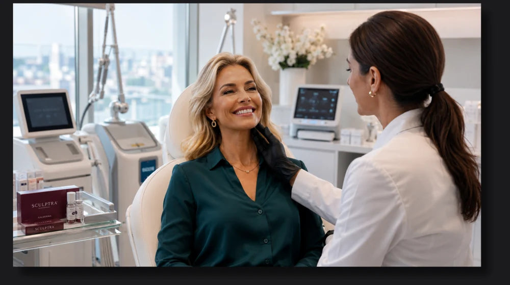A clinician using a professional device