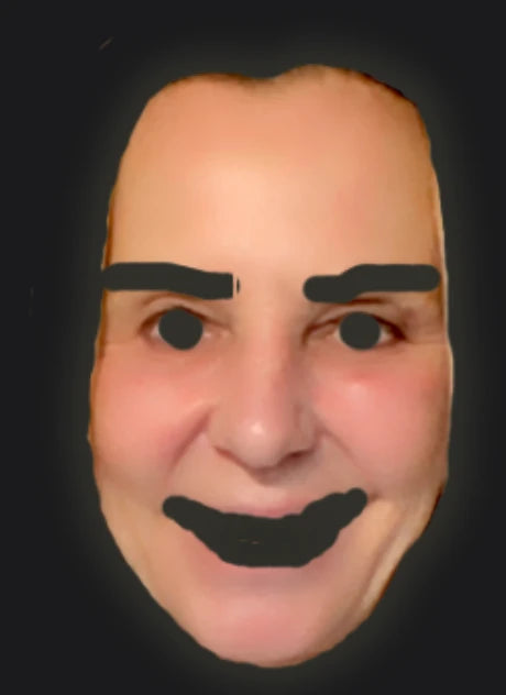 The same face with all identifying features removed